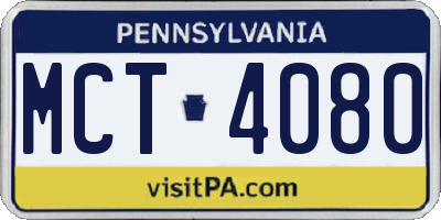 PA license plate MCT4080