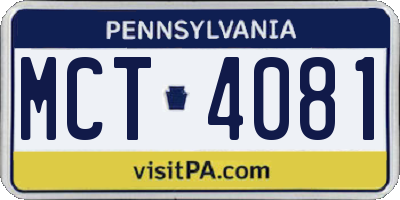 PA license plate MCT4081
