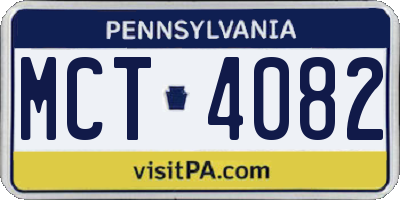 PA license plate MCT4082