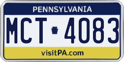 PA license plate MCT4083