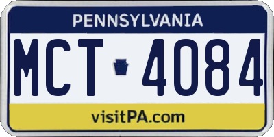 PA license plate MCT4084