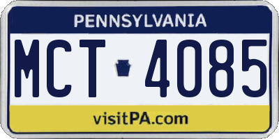 PA license plate MCT4085