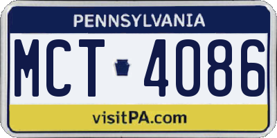 PA license plate MCT4086
