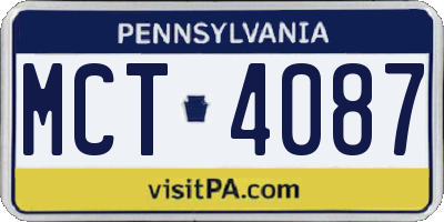 PA license plate MCT4087