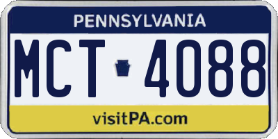 PA license plate MCT4088