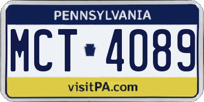 PA license plate MCT4089