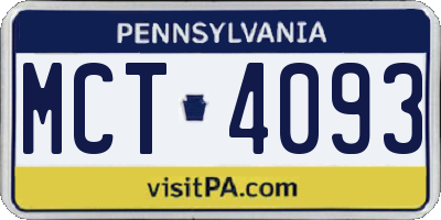 PA license plate MCT4093