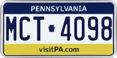 PA license plate MCT4098