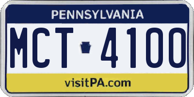 PA license plate MCT4100