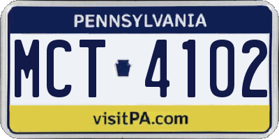 PA license plate MCT4102