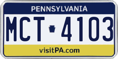 PA license plate MCT4103