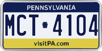 PA license plate MCT4104