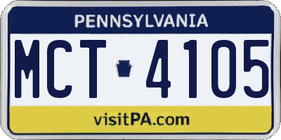 PA license plate MCT4105