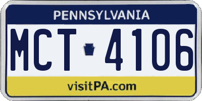 PA license plate MCT4106