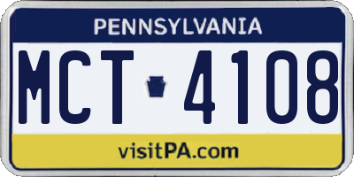 PA license plate MCT4108