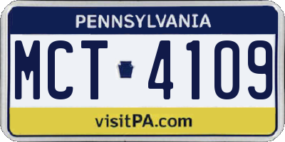 PA license plate MCT4109