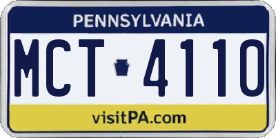 PA license plate MCT4110