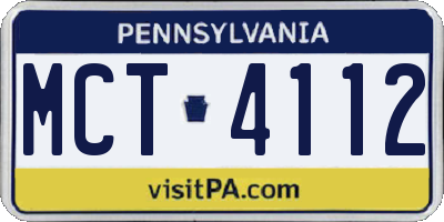 PA license plate MCT4112