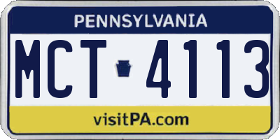 PA license plate MCT4113