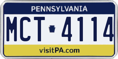 PA license plate MCT4114
