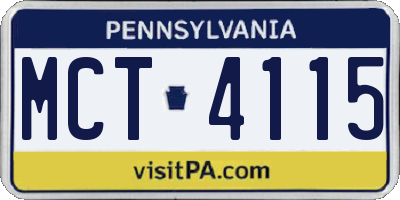 PA license plate MCT4115