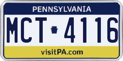 PA license plate MCT4116