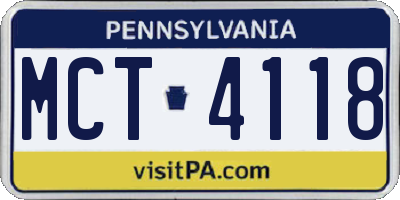 PA license plate MCT4118
