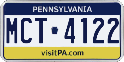 PA license plate MCT4122