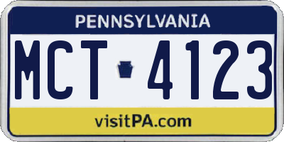 PA license plate MCT4123