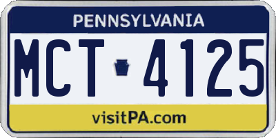 PA license plate MCT4125
