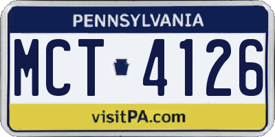 PA license plate MCT4126