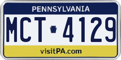 PA license plate MCT4129