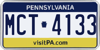 PA license plate MCT4133