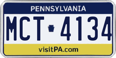 PA license plate MCT4134