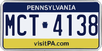 PA license plate MCT4138