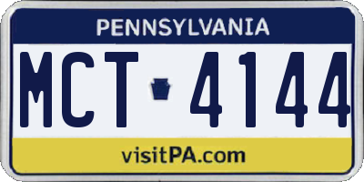 PA license plate MCT4144