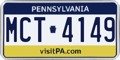 PA license plate MCT4149