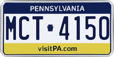 PA license plate MCT4150