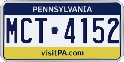 PA license plate MCT4152