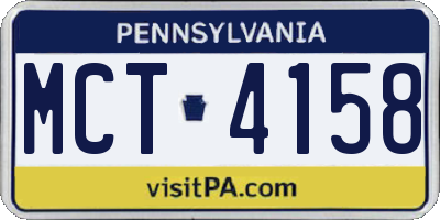 PA license plate MCT4158