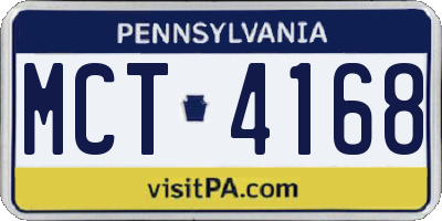 PA license plate MCT4168