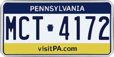 PA license plate MCT4172