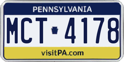 PA license plate MCT4178