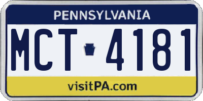 PA license plate MCT4181