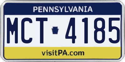 PA license plate MCT4185