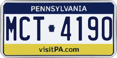 PA license plate MCT4190
