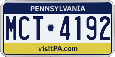 PA license plate MCT4192