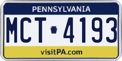 PA license plate MCT4193