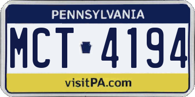 PA license plate MCT4194