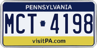 PA license plate MCT4198